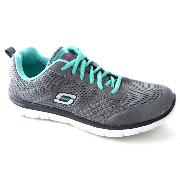 Skechers BREAK FREE Casual Trail Running Gray Blue Shoes Sneakers size 6,5. - Picture 2 of 4